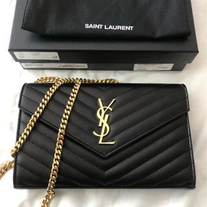 YSL Monogramme Large Grain de Poudre Wallet on Chain